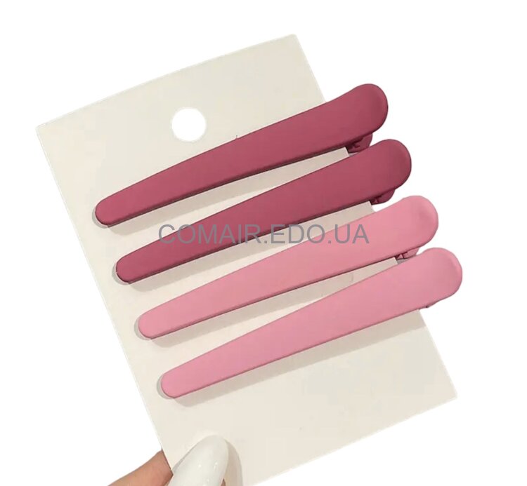 Затискач для волосся Comair, рожевий 7,5 см (4 шт.) 