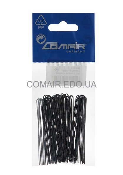 Шпильки для волосся Comair рівні, чорні, Ø 0,80 х 75 мм., 50 шт. 