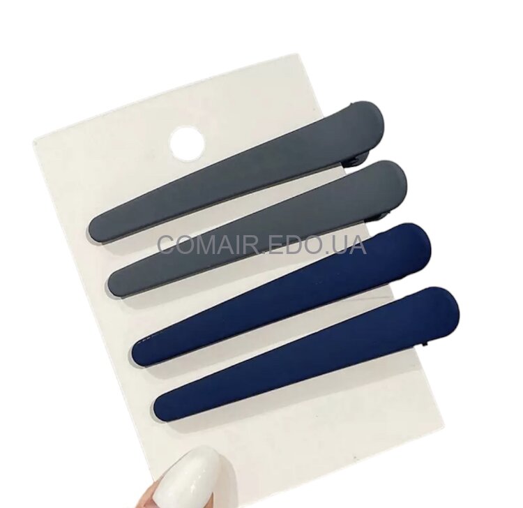 Затискач для волосся Comair, сіро-синій 7,5 см (4 шт.) 